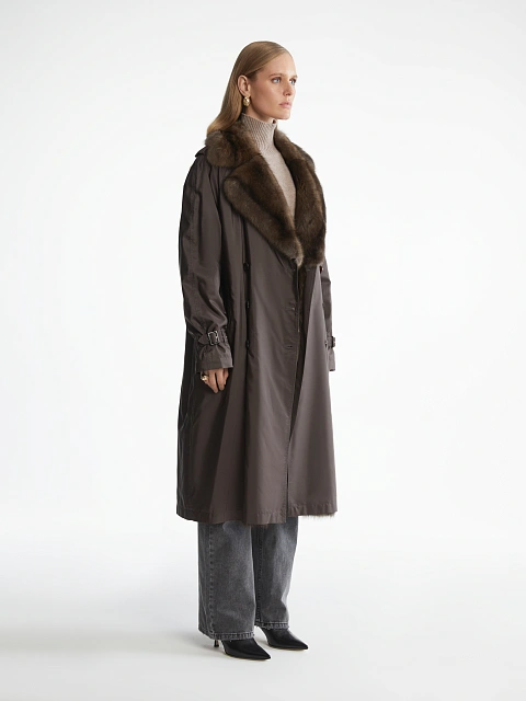 Коричневый тренч на подкладке из соболя, 2 Коричневый тренч на подкладке из соболя, 2