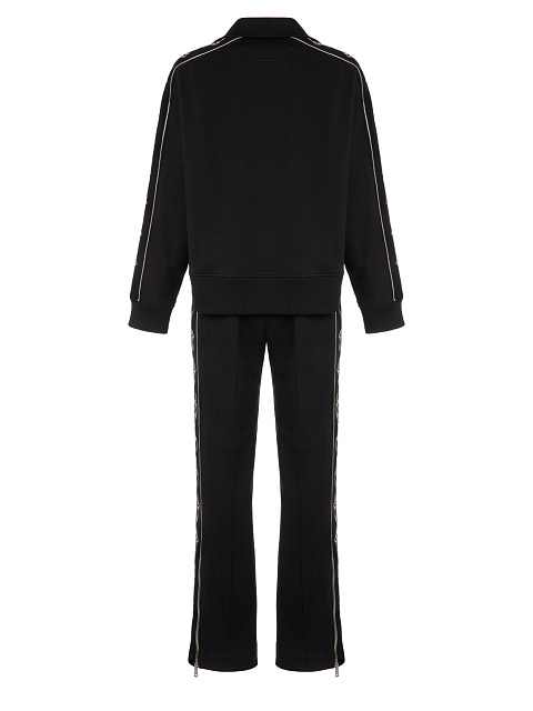 Черный костюм с укороченной толстовкой и бежевой вышивкой, 2