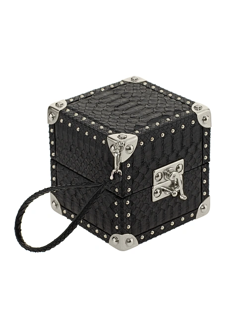 Черная сумка-куб из кожи питона, 4