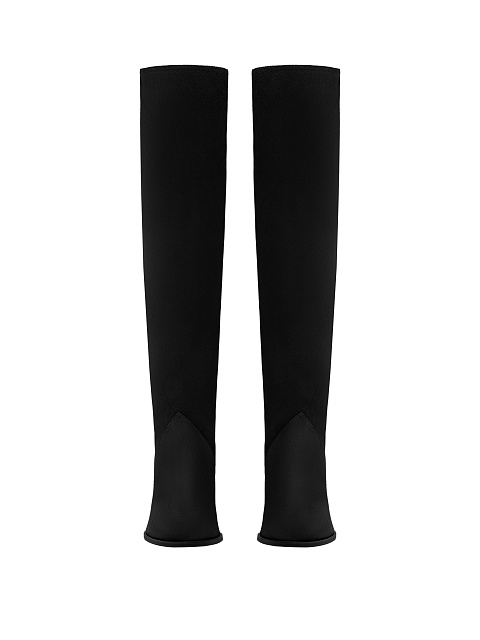 Черные высокие сапоги из замши на каблуке, 2