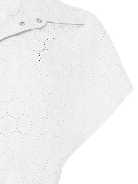 Белый хлопковый сет из рубашки с коротким рукавом и бра, 6