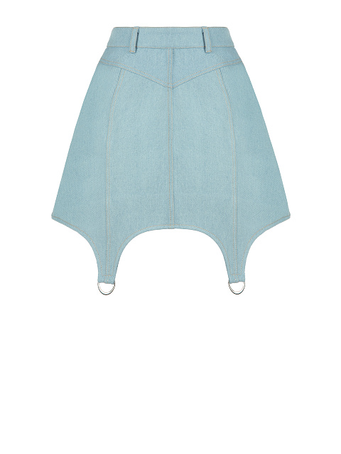 Светло-голубая джинсовая юбка с фигурным низом, 2