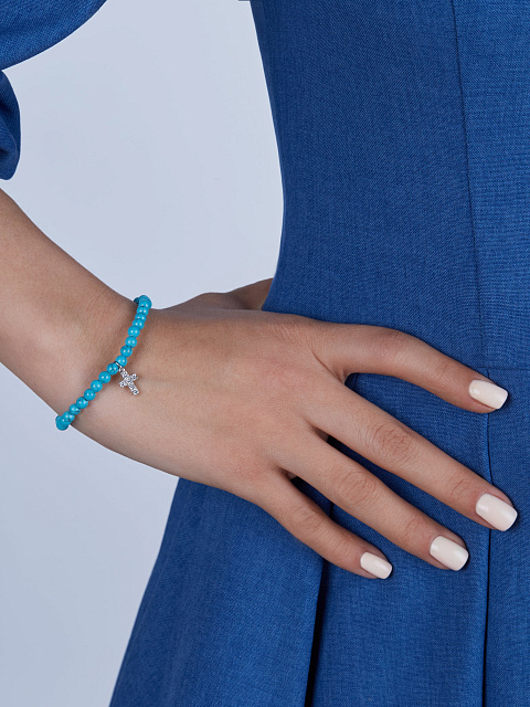 Браслет из бирюзы с подвеской из серебра и фианитов, 2
