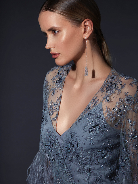 Серьги-кисти из белого золота с бриллиантами огранки «бриолет» и круглой огранки, 4 Серьги-кисти из белого золота с бриллиантами огранки «бриолет» и круглой огранки, 4