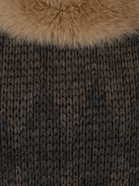 Серое шерстяное пончо с бежевым мехом песца, 3 Серое шерстяное пончо с бежевым мехом песца, 3