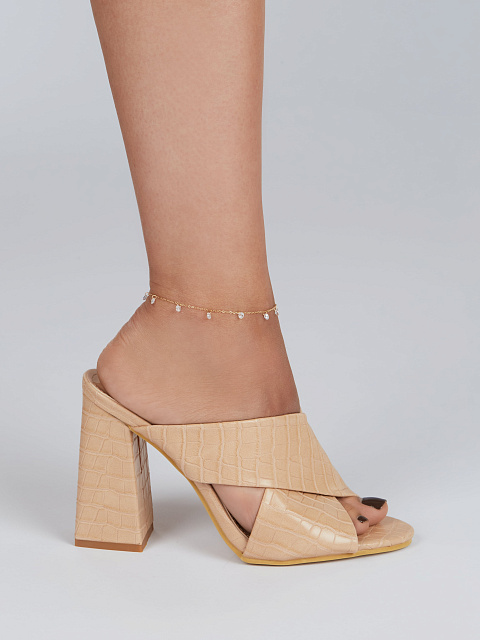 Браслет на лодыжку из серебра с позолотой с прозрачными фианитами в круглой огранке, 2