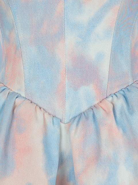 Tie-dye платье-мини из денима с кружевом, 3