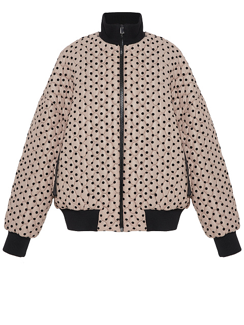 Светло-розовый стеганый бомбер в горошек, 1