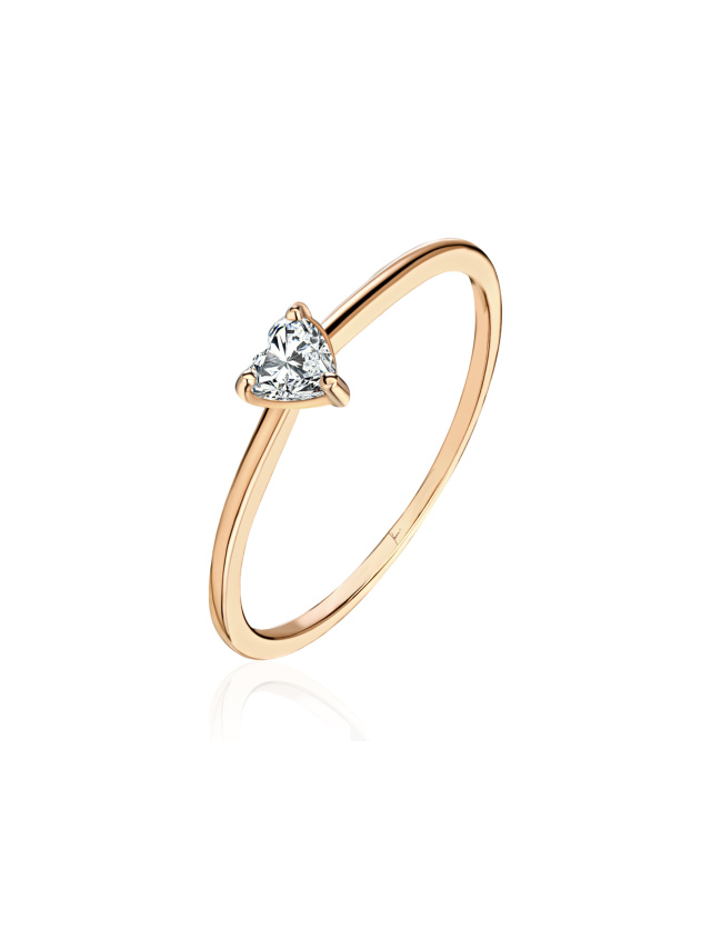 Кольцо из розового золота с бриллиантом огранки «сердце», 1