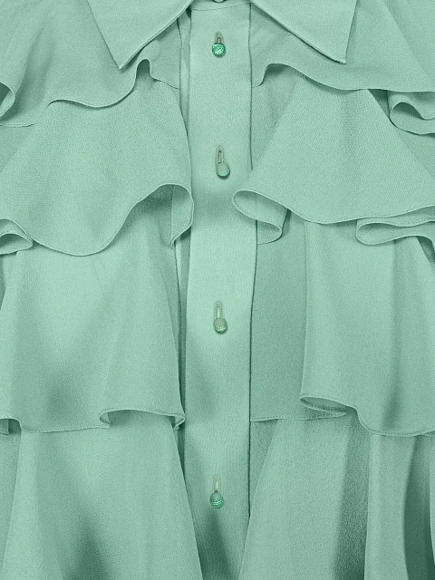 Светло-зеленая блузка из шифона с рюшами, 3