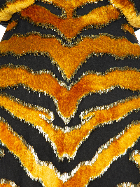 Черно-желтое платье-макси из шифона и бархата, 3