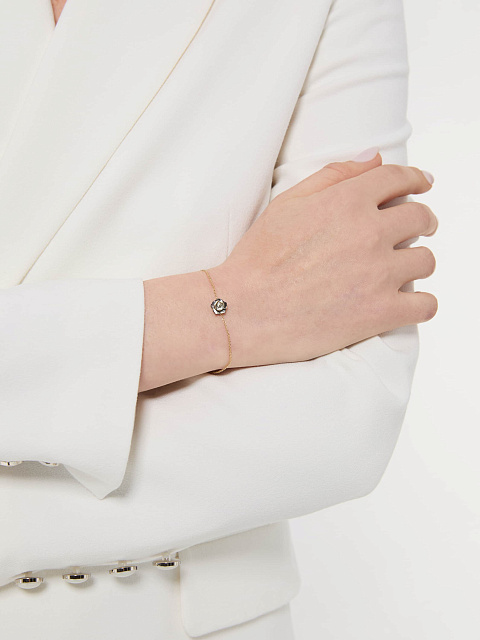 Браслет из желтого золота с розой из черного резного перламутра, 2 Браслет из желтого золота с розой из черного резного перламутра, 2