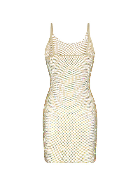 Золотое платье из сетки в стразах, 2