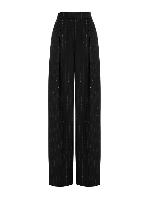 Брюки в полоску с вышивкой, 1