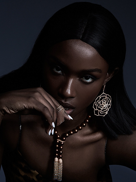 Кольцо из розового золота с коричневыми бриллиантами круглой огранки и огранки «бриолет», 2