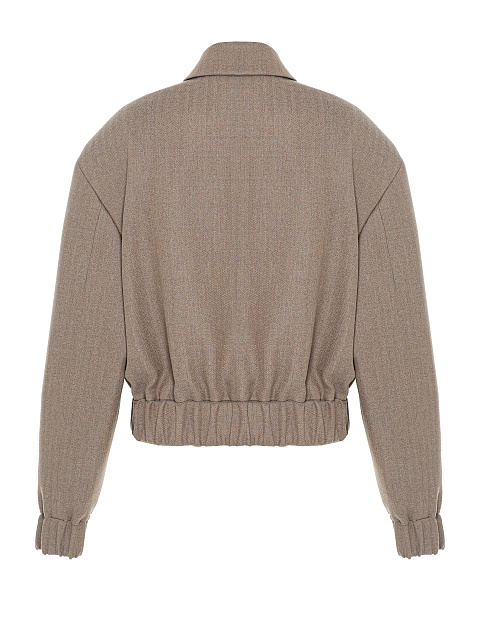 Бежевый бомбер из костюмной ткани, 2
