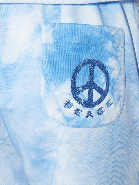 Бело-голубой трикотажный костюм с укороченной толстовкой, 4