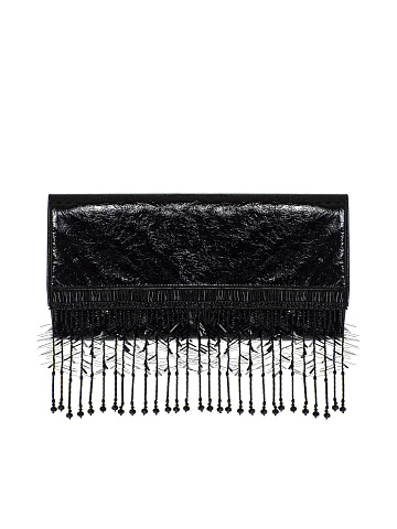 Черная сумка-клатч с бахромой, 1