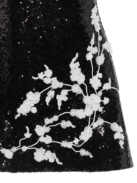 Черное платье-мини с пайетками и цветочной вышивкой, 5