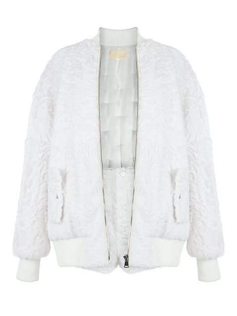 Утепленный белый бомбер из меха козлика, 3 Утепленный белый бомбер из меха козлика, 3
