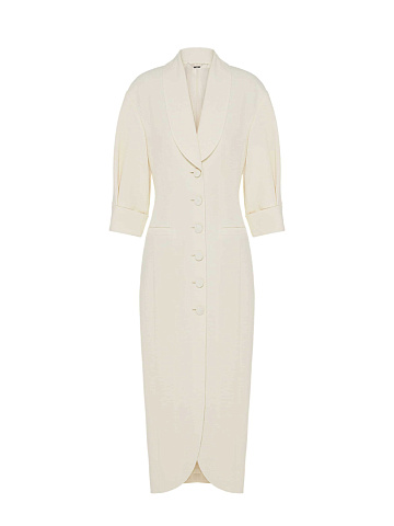 Молочное платье-миди из твида, 1