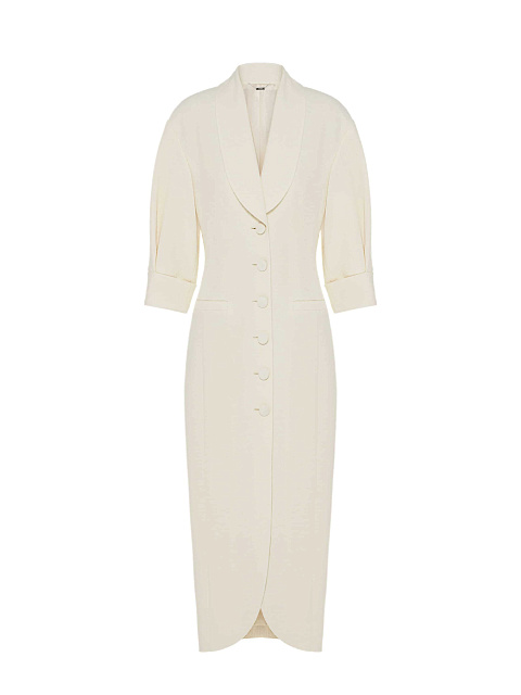 Молочное платье-миди из твида, 1