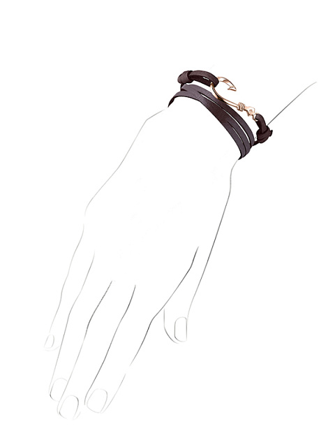 Браслет из кожи и розового золота с бриллиантом, 2 Браслет из кожи и розового золота с бриллиантом, 2