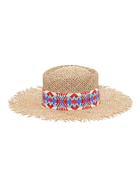 Соломенная шляпа с бахромой и вышивкой из разноцветного бисера, 3