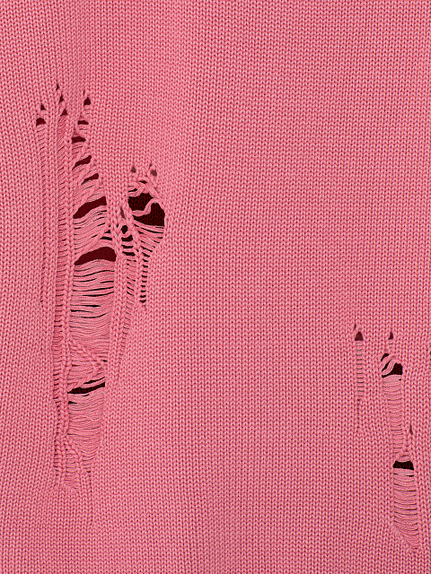 Ярко-розовый хлопковый свитер с дырками, 3 Ярко-розовый хлопковый свитер с дырками, 3