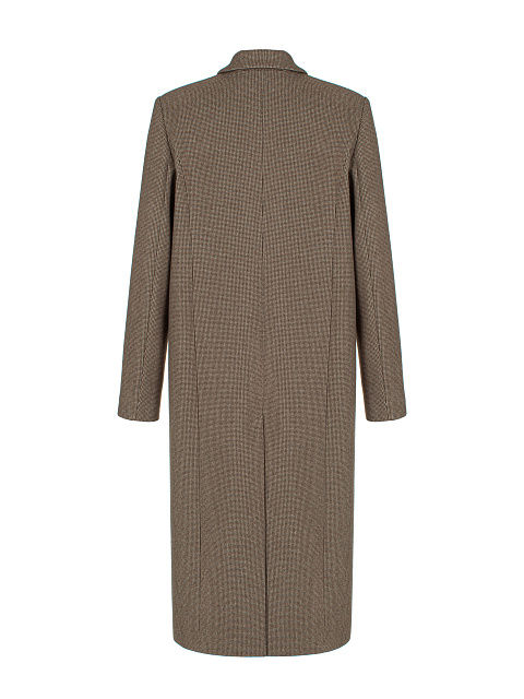 Коричневое однобортное пальто с узором пье-де-пуль, 2