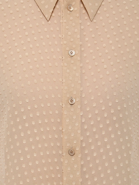 Бежевая блузка из шифона в горошек, 3