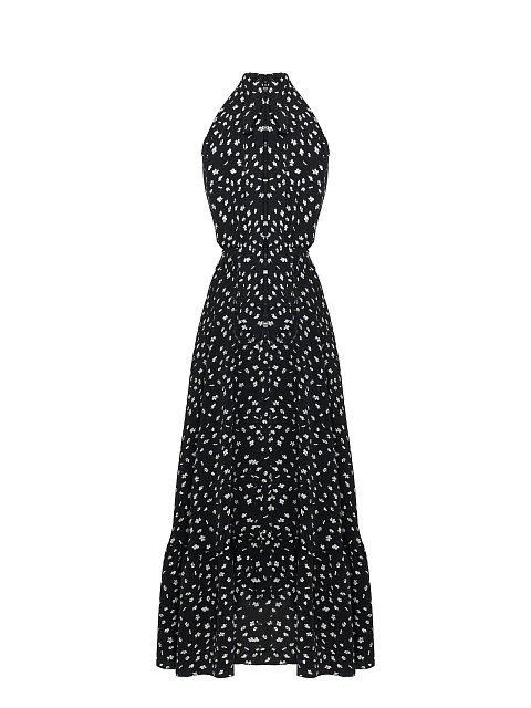 Черное платье-макси из вискозы с цветочным принтом, 2