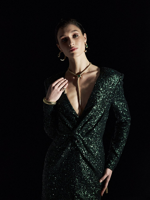 Зеленое платье-макси из трикотажа в пайетках, 5 Зеленое платье-макси из трикотажа в пайетках, 5