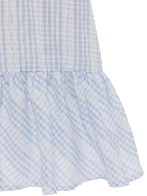 Голубое платье-мини из хлопка в клетку, 4