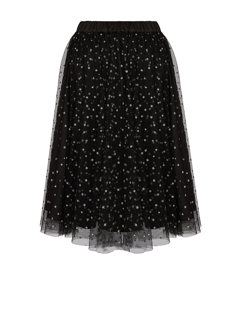 Черная юбка-миди из сетки с серебристыми звездами, 2