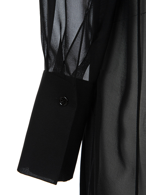 Черное прозрачное платье-рубашка из шелка, 4