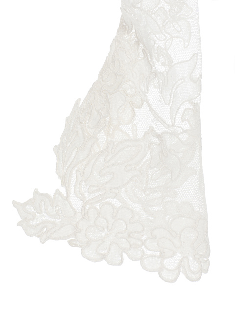 Белый топ из денима с кружевными рукавами, 4