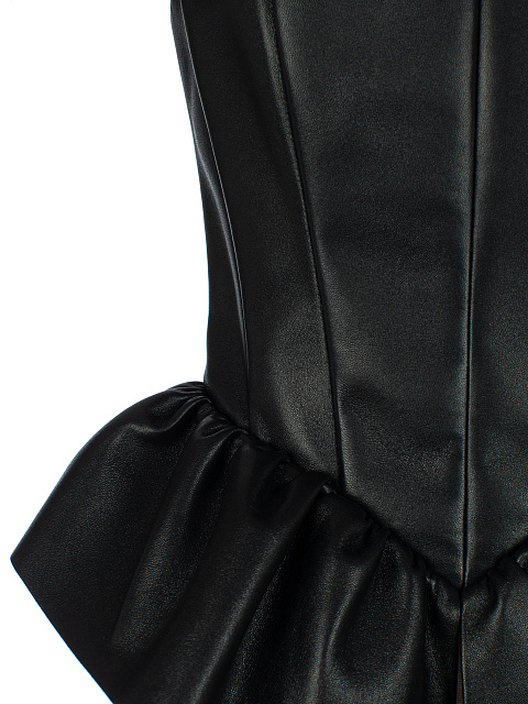 Черный кожаный корсет с баской и фигурным вырезом, 3 Черный кожаный корсет с баской и фигурным вырезом, 3