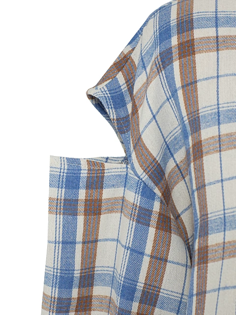 Бежевая рубашка в клетку с разрезами на плечах, 4 Бежевая рубашка в клетку с разрезами на плечах, 4