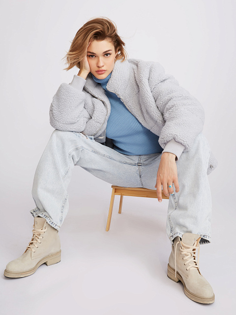 Расклешенные голубые джинсы из хлопка, 9 Расклешенные голубые джинсы из хлопка, 9