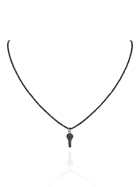 Колье из серебра и черных фианитов с кулоном в виде ключа, 1