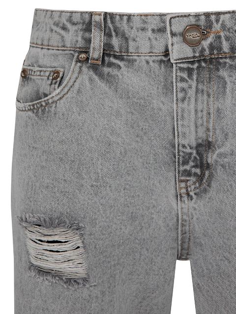 Расклешенные серые джинсы из хлопка с вышивкой, 3