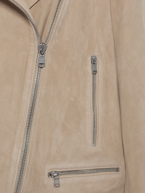 Объемная бежевая косуха из замши, 3