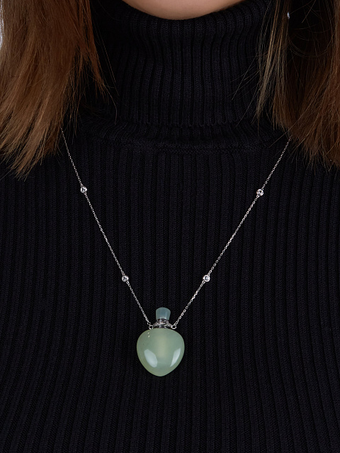 Ароматница из серебра, жадеита и фианитов, 2