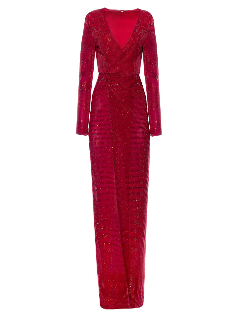Красное платье-макси с камнями Swarovski, 1