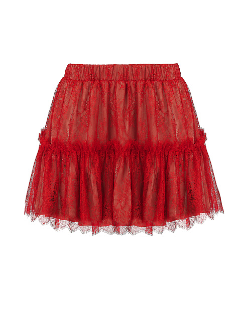 Красный комплект из топа и кружевной юбки, 3
