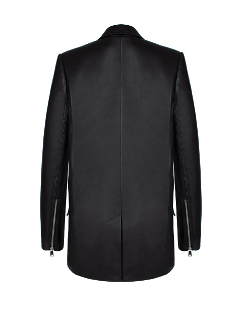 Черный однобортный жакет из натуральной кожи, 2 Черный однобортный жакет из натуральной кожи, 2