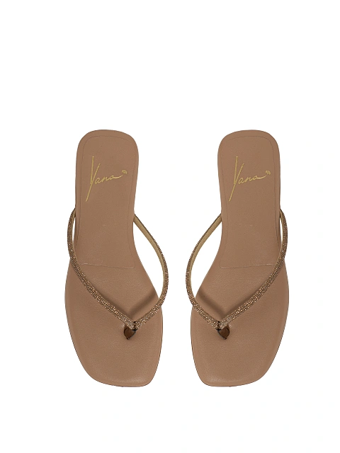 Бежевые вьетнамки из кожи со стразами, 4 Бежевые вьетнамки из кожи со стразами, 4