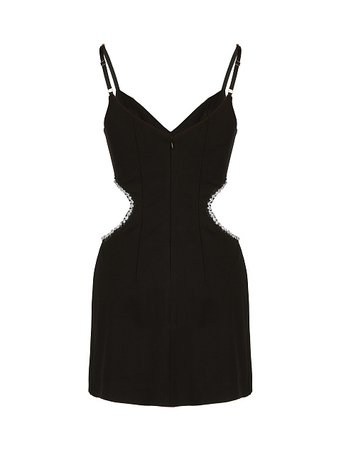 Черное платье-мини с вырезами и стразами, 2