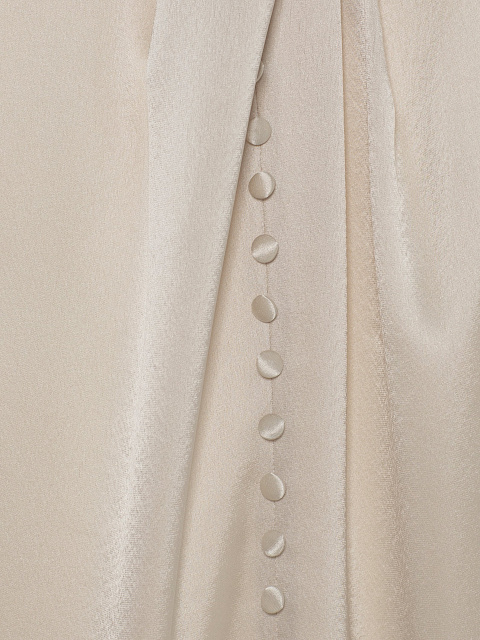 Молочное платье из шелка с манжетами из меха норки, 4